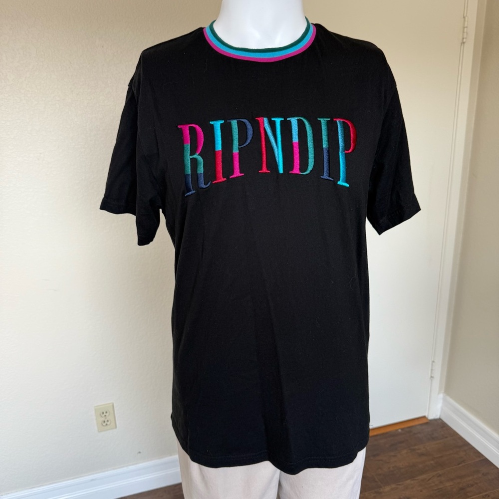 Ripndip Black Short Sleeve Tee with Gradient Logo medium